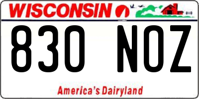 WI license plate 830NOZ