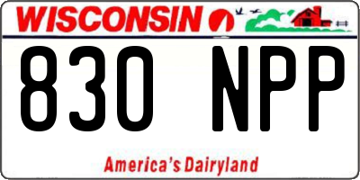 WI license plate 830NPP