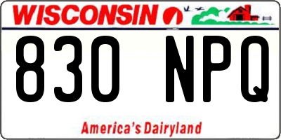 WI license plate 830NPQ