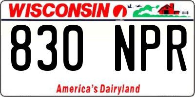 WI license plate 830NPR