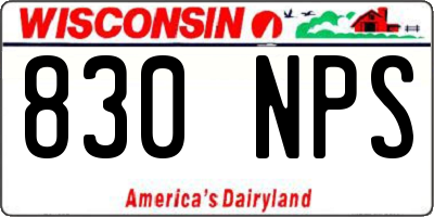 WI license plate 830NPS