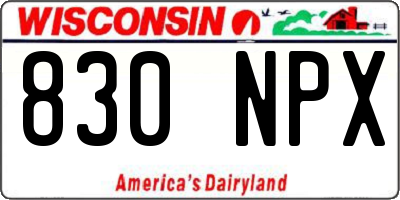 WI license plate 830NPX