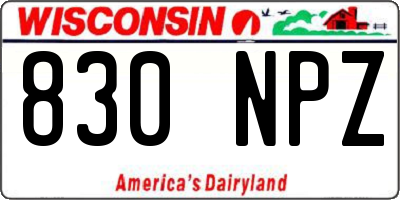 WI license plate 830NPZ