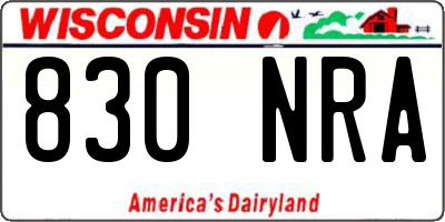 WI license plate 830NRA