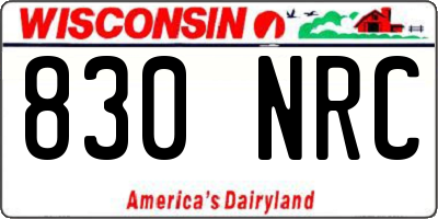 WI license plate 830NRC