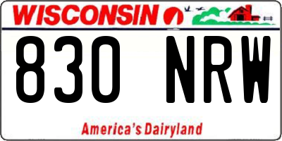 WI license plate 830NRW