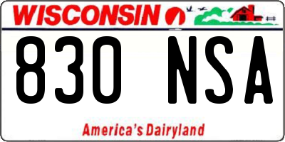 WI license plate 830NSA
