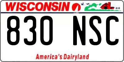 WI license plate 830NSC