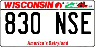 WI license plate 830NSE