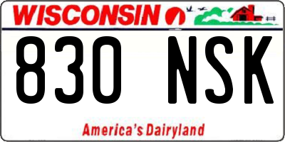 WI license plate 830NSK