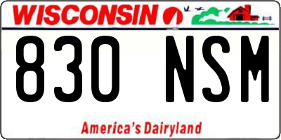 WI license plate 830NSM