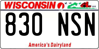 WI license plate 830NSN