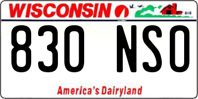 WI license plate 830NSO
