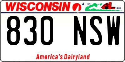 WI license plate 830NSW
