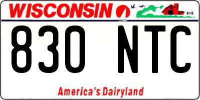 WI license plate 830NTC