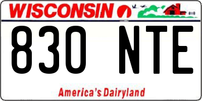 WI license plate 830NTE