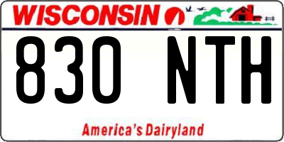 WI license plate 830NTH