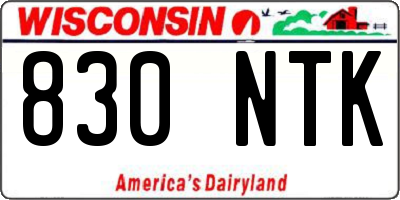 WI license plate 830NTK