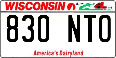 WI license plate 830NTO