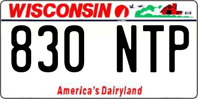 WI license plate 830NTP