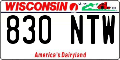 WI license plate 830NTW