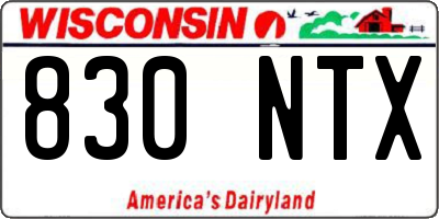 WI license plate 830NTX