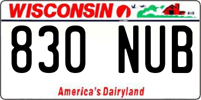 WI license plate 830NUB