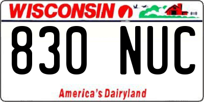 WI license plate 830NUC