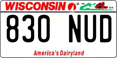 WI license plate 830NUD