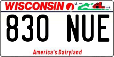 WI license plate 830NUE