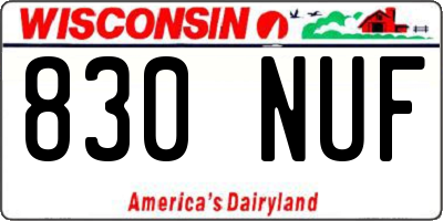 WI license plate 830NUF