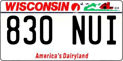 WI license plate 830NUI