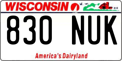 WI license plate 830NUK