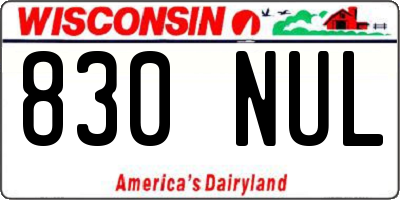 WI license plate 830NUL