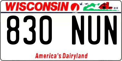 WI license plate 830NUN