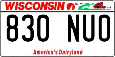 WI license plate 830NUO