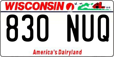 WI license plate 830NUQ