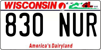 WI license plate 830NUR