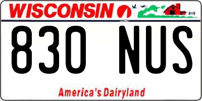 WI license plate 830NUS