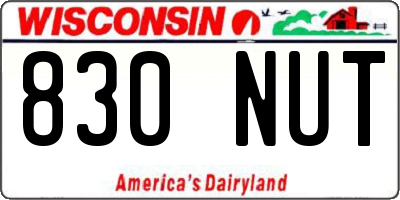 WI license plate 830NUT