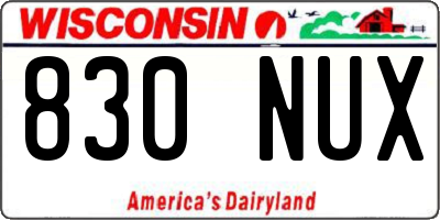 WI license plate 830NUX