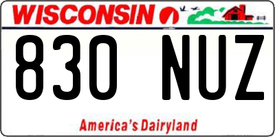 WI license plate 830NUZ