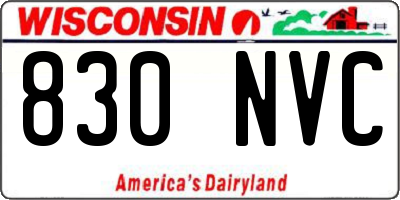 WI license plate 830NVC