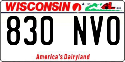 WI license plate 830NVO