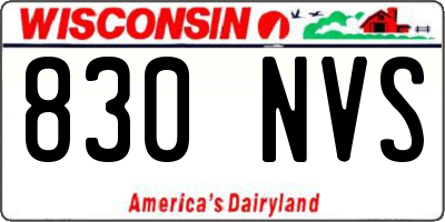 WI license plate 830NVS