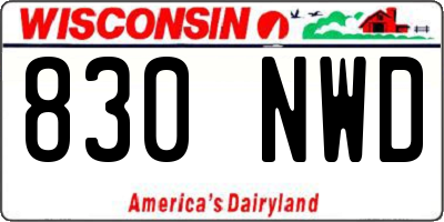 WI license plate 830NWD