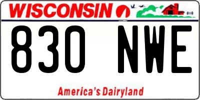 WI license plate 830NWE