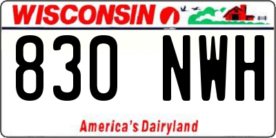 WI license plate 830NWH