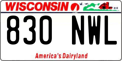 WI license plate 830NWL