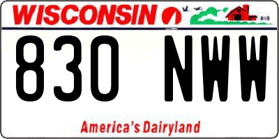 WI license plate 830NWW